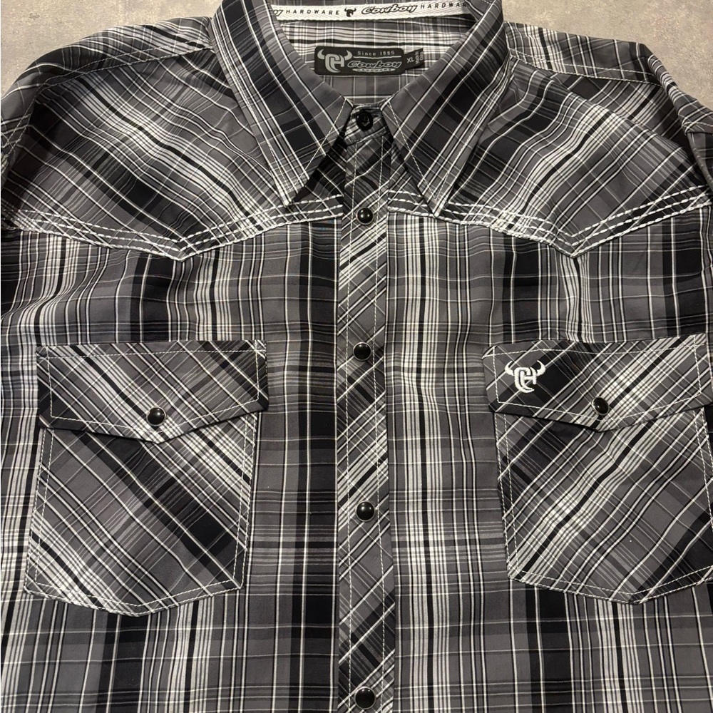 PEARL SNAP WESTERN COWBOY RODEO SHIRT “HARDWARE COWBOY”SHIRT  XL LONG SLEEVE